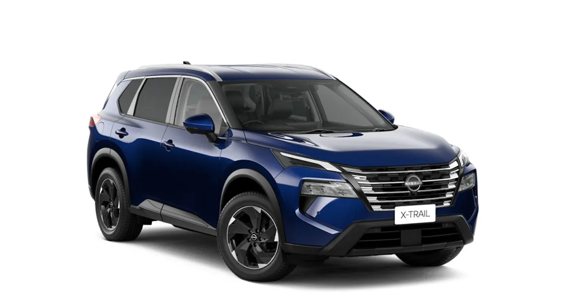 Nissan X-Trail 2.5 Acenta Xtronic CVT 2WD in blue, front three quarter view