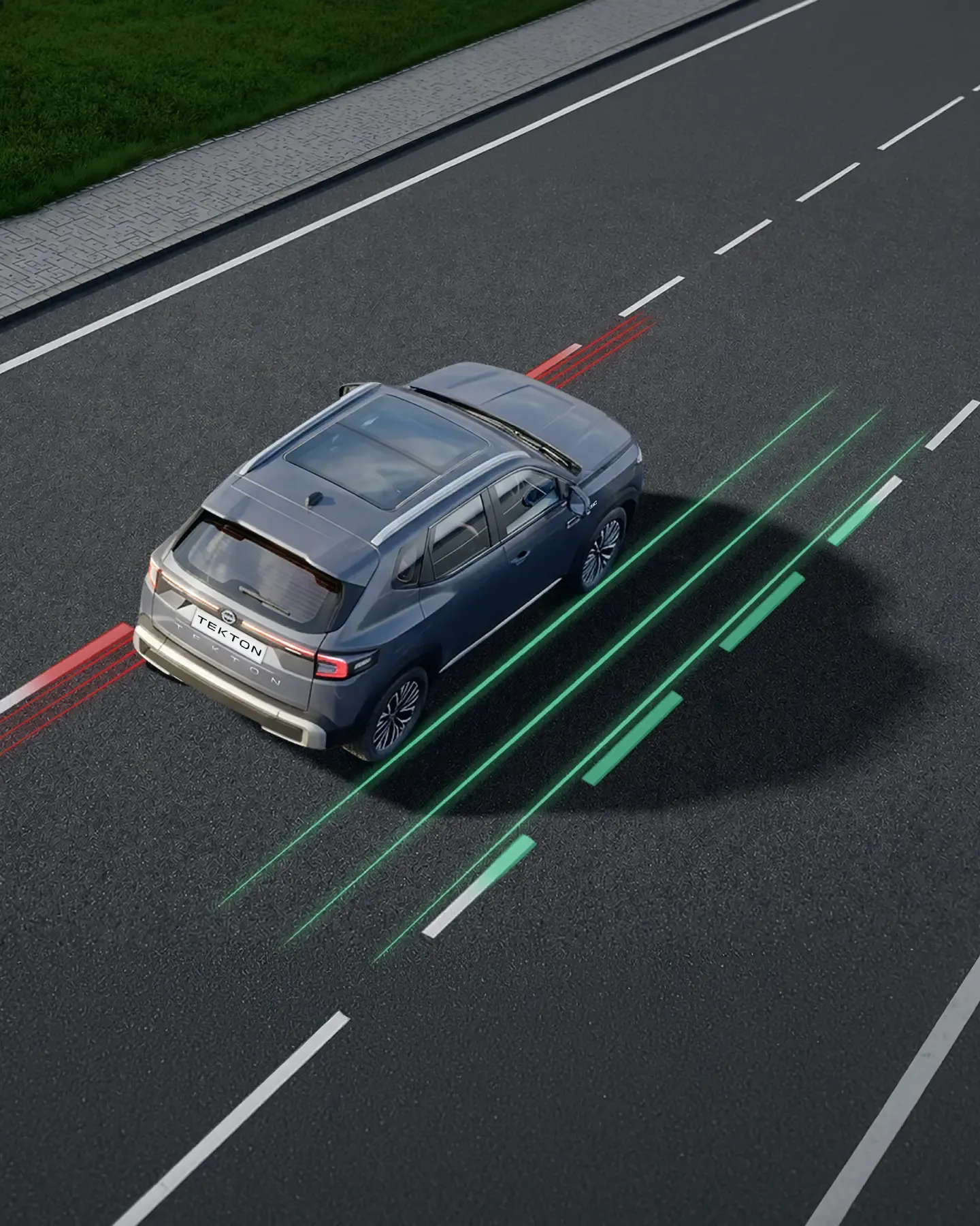 Lane departure warning on the Nissan Tekton