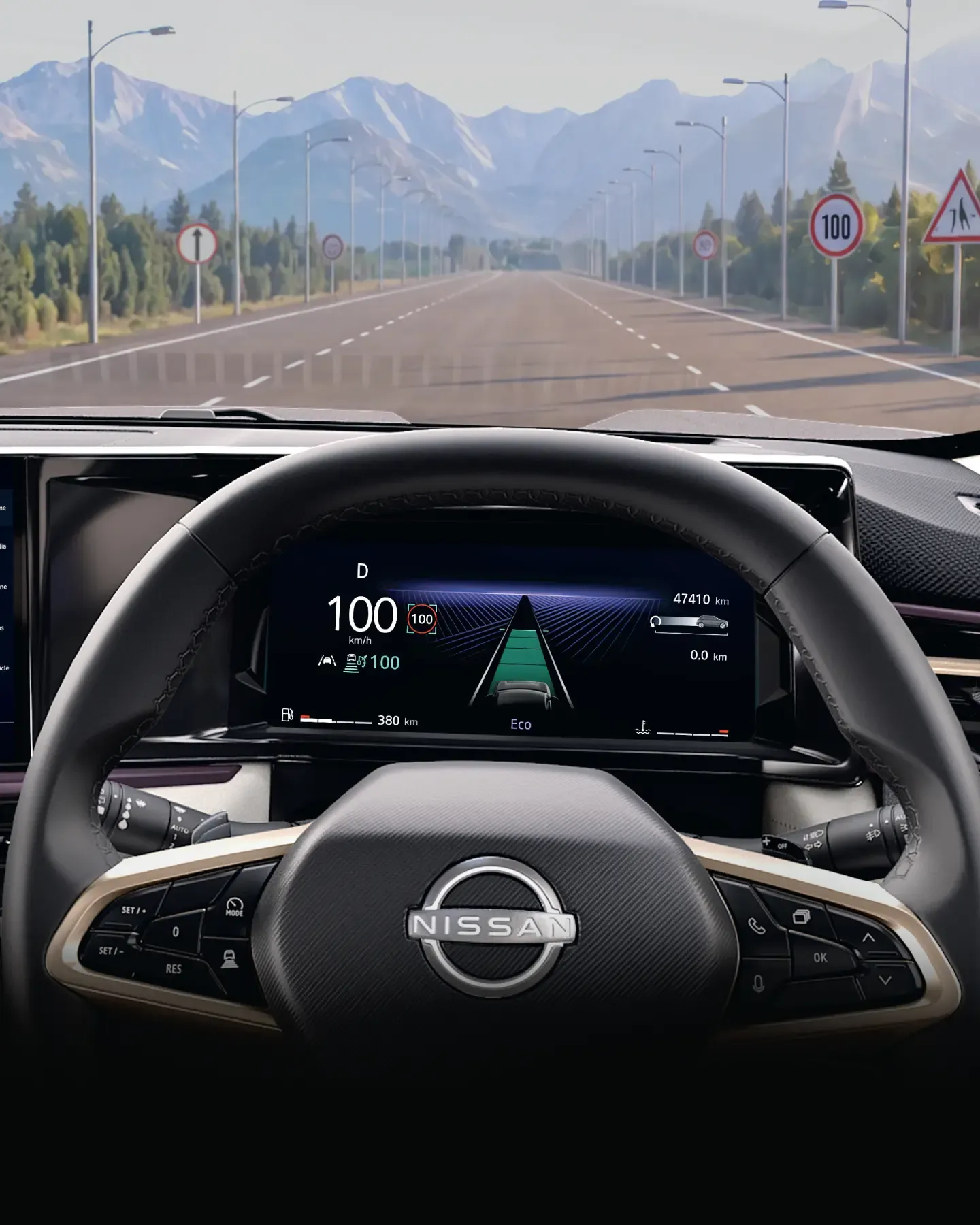 Traffic sign recognition display in the Nissan Tekton