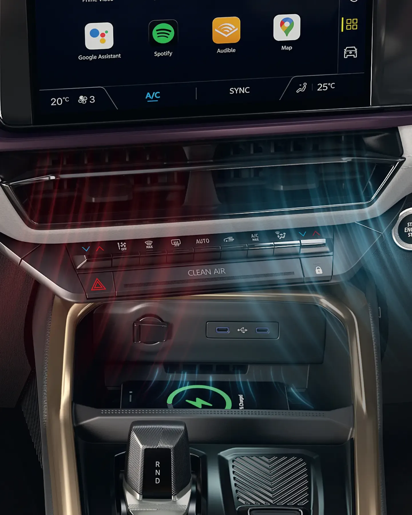 Nissan Tekton dual-zone climate control and centre console