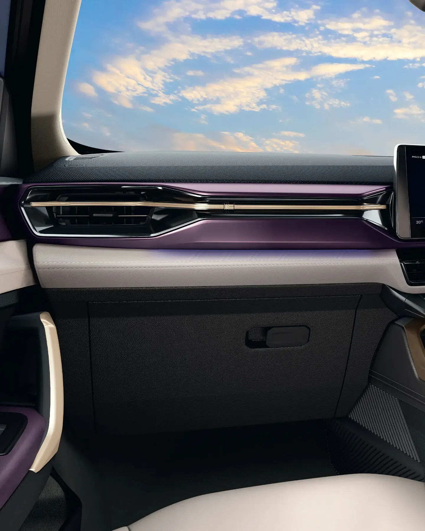 Ambient mood lighting across the Nissan Tekton dashboard