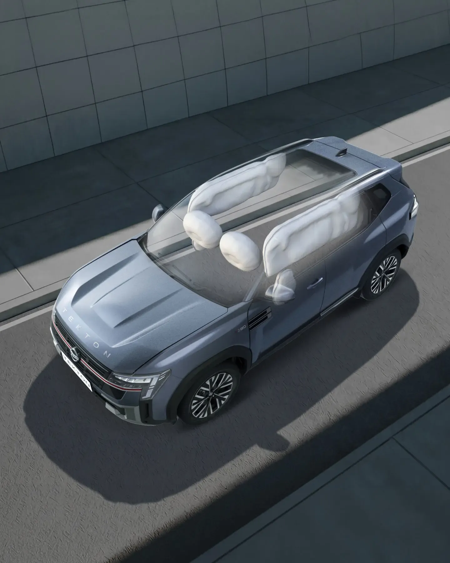 Six-airbag layout of the Nissan Tekton