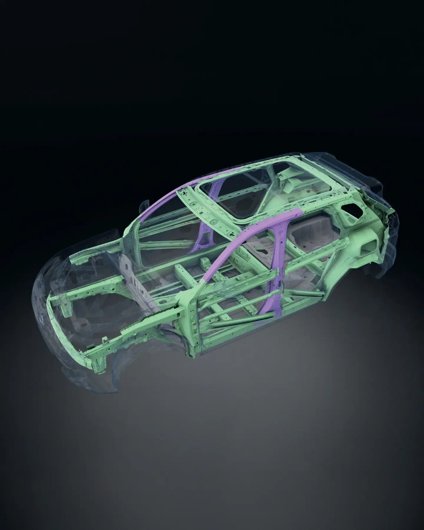 Nissan Tekton monocoque body structure with high-strength steel